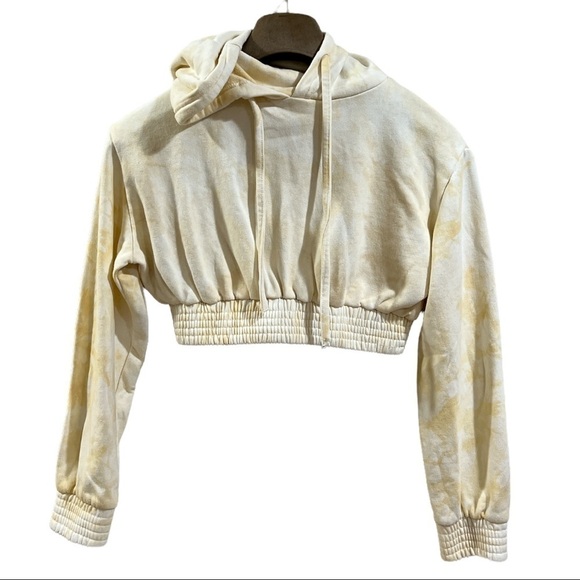 ADIKA SWEATSHIRT HOODIE CROP TOP TIE DYE YELLOW‎ SIZE M - Picture 1 of 10